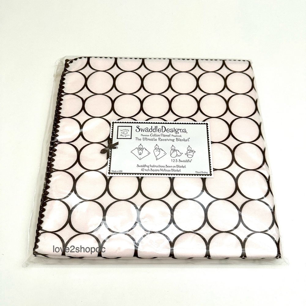 NWT SwaddleDesigns The Ultimate Receiving Blanket Pink Mod Circles